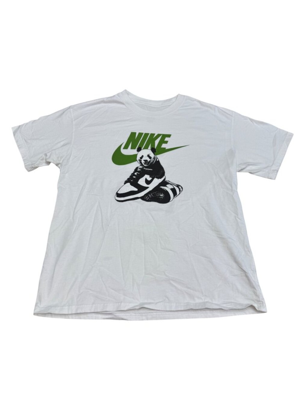 Nike Panda Dunk Graphic Loose Fit White Cotton Casual SS T-Shirt, Size XL